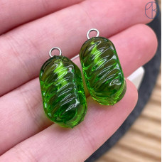 Подвеска конфета карамель зеленая, цвет серебро ~ 19 мм