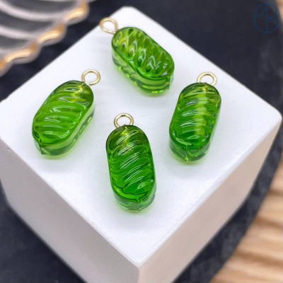 Подвеска конфета карамель зеленая, цвет золото ~ 14 мм