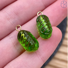 Подвеска конфета карамель зеленая, цвет золото ~ 14 мм