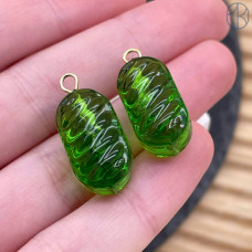 Подвеска конфета карамель зеленая, цвет золото ~ 19 мм