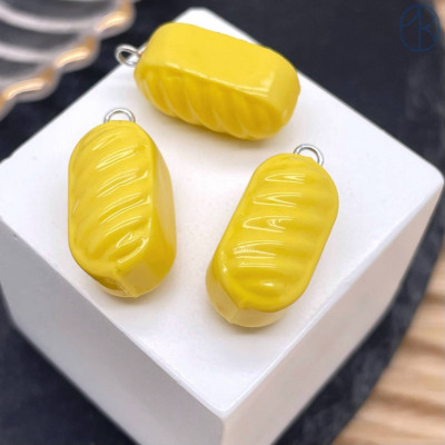 Подвеска конфета карамель желтая, цвет серебро ~ 19 мм