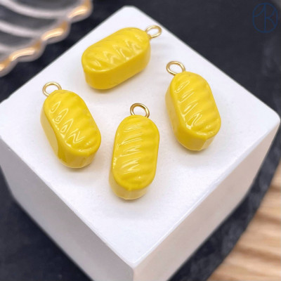 Подвеска конфета карамель желтая, цвет золото ~ 14 мм