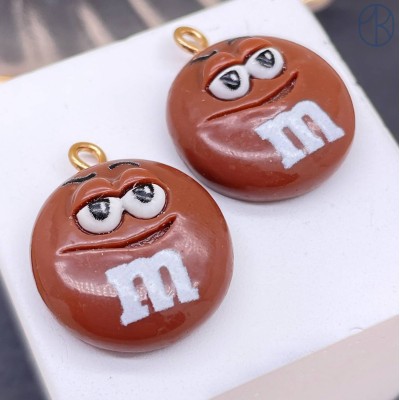 Подвеска конфета коричневая M&M's, цвет золото 19 мм
