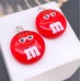 Подвеска конфета красная M&M's, цвет серебро 19 мм