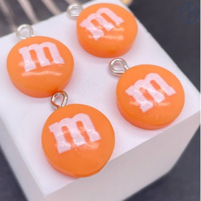 Подвеска конфета оранжевая №1 M&M's, цвет серебро 14 мм