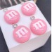 Подвеска конфета розовая M&M's, цвет серебро 14 мм