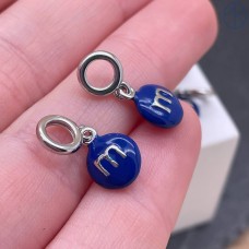 Подвеска конфета синяя M&M's, цвет серебро 8 мм