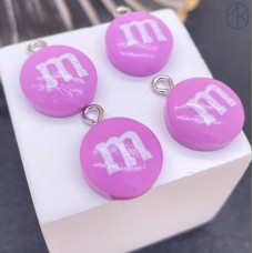 Подвеска конфета сиреневая M&M's, цвет серебро 14 мм