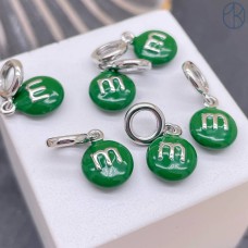 Подвеска конфета зеленая M&M's, цвет серебро 8 мм