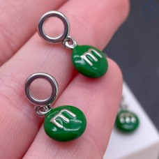 Подвеска конфета зеленая M&M's, цвет серебро 8 мм