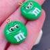Подвеска конфета зеленая M&M's, цвет золото 19 мм