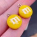Подвеска конфета желтая M&M's, цвет серебро 14 мм