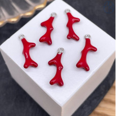 Подвеска коралл, цвет серебро 18 мм