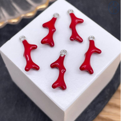 Подвеска коралл, цвет серебро 18 мм