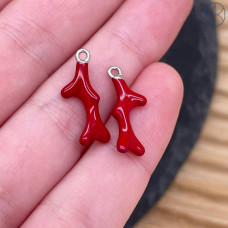 Подвеска коралл, цвет серебро 18 мм