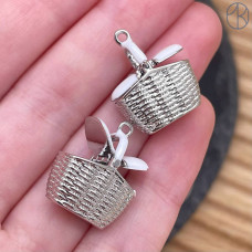 Подвеска корзинка, цвет серебро 16х17 мм