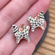 Подвеска кошка эмаль №2, цвет золото 14 мм