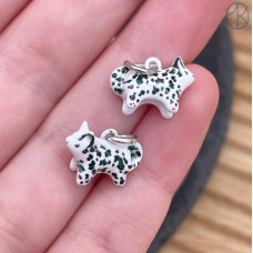 Подвеска кошка эмаль, цвет серебро 14 мм