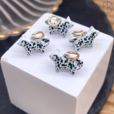 Подвеска кошка эмаль, цвет золото 14 мм