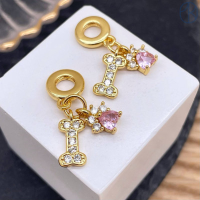 Подвеска кость и лапка, цвет золото 12 мм