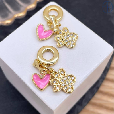 Подвеска кость, лапка и сердце, цвет золото 14 мм