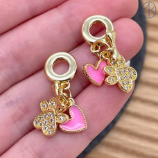 Подвеска кость, лапка и сердце, цвет золото 14 мм