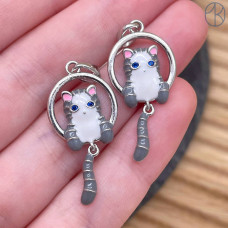 Подвеска кот, цвет серебро 10 мм Подвеска кот, цвет серебро 10 мм