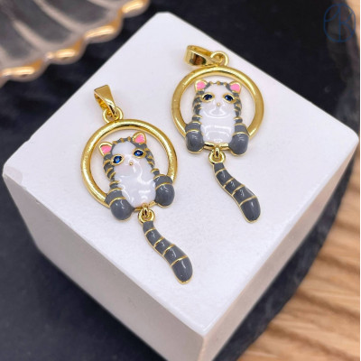 Подвеска кот, цвет золото 10 мм 