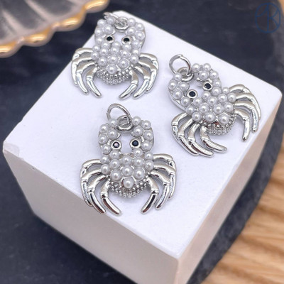 Подвеска краб, цвет серебро 22 мм 