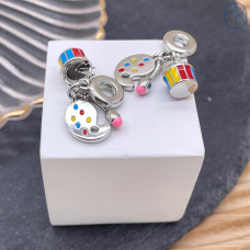 Подвеска краски, кисть и непроливайка, цвет серебро 14 мм 