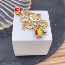 Подвеска краски, кисть и непроливайка, цвет золото 14 мм 