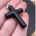 Подвеска крест агат черный, цвет серебро 40х28 мм