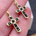 Подвеска крест черные цирконы, цвет золото 21х14