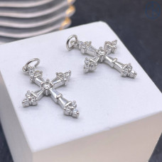 Подвеска крест цирконы, цвет серебро 21х16 мм