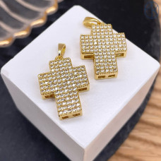Подвеска крест цирконы, цвет золото 19х15 мм
