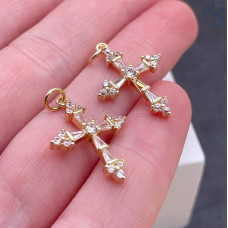 Подвеска крест цирконы, цвет золото 21х16 мм