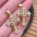 Подвеска крест цирконы, цвет золото 25 мм