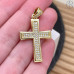 Подвеска крест цирконы, цвет золото 28 мм