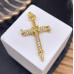 Подвеска крест цирконы, цвет золото 36 мм Подвеска крест цирконы, цвет золото 36 мм
