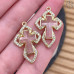 Подвеска крест цирконы розовый кварц, цвет золото 24 мм
