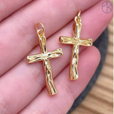 Подвеска крест, цвет золото 20х25 мм