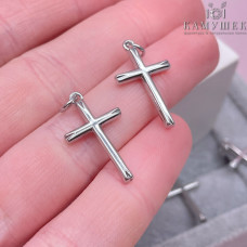 Подвеска крест гладкий, цвет серебро 23х13 мм