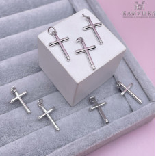 Подвеска крест гладкий, цвет серебро 23х13 мм