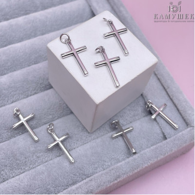 Подвеска крест гладкий, цвет серебро 23х13 мм