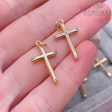 Подвеска крест гладкий, цвет золото 23х13 мм