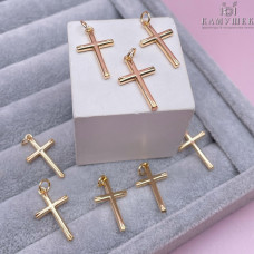 Подвеска крест гладкий, цвет золото 23х13 мм