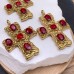 Подвеска крест красные цирконы сталь 42 мм, цвет золото