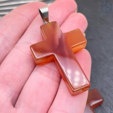 Подвеска крест Сердолик, цвет серебро 40*27 мм