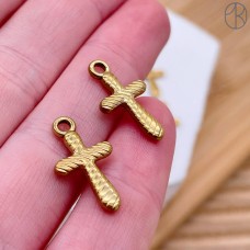 Подвеска крест сталь 17 мм, цвет золото