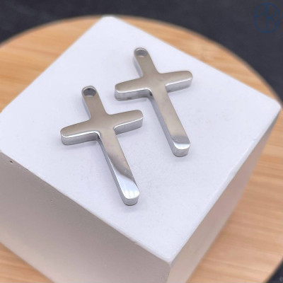 Подвеска крест сталь 25 мм, цвет серебро